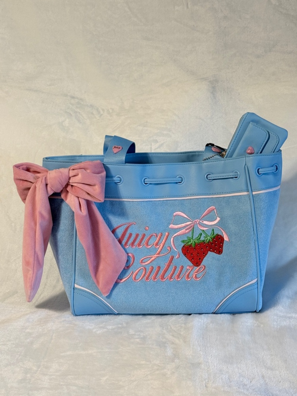 Juicy Couture Light Blue & Pink Strawberry Daydreamer Tote